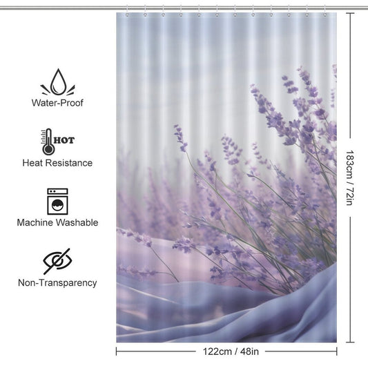 Blissful Haze Periwinkle Shower Curtain