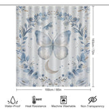 Blue Butterfly Moon Boho Shower Curtain
