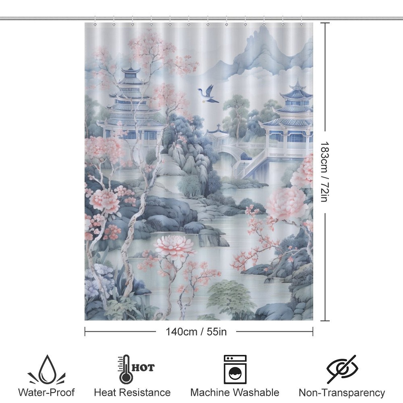 Blue Chinoiserie Shower Curtain