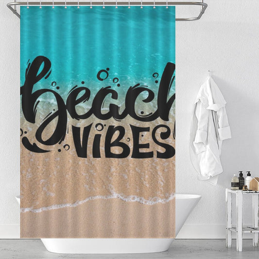 Blue Coastal Beach Shower Curtain