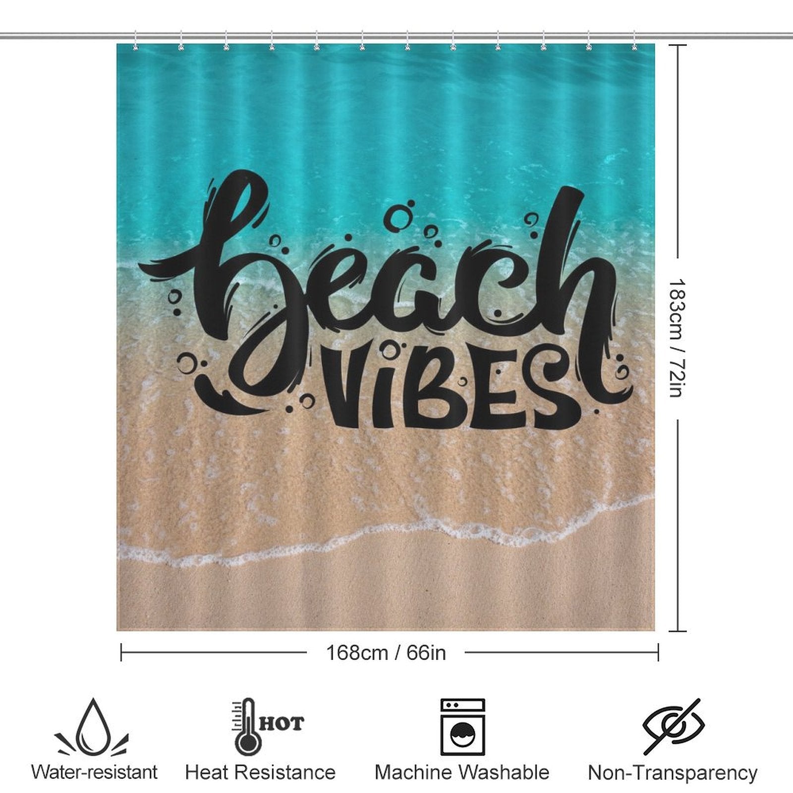 Blue Coastal Beach Shower Curtain