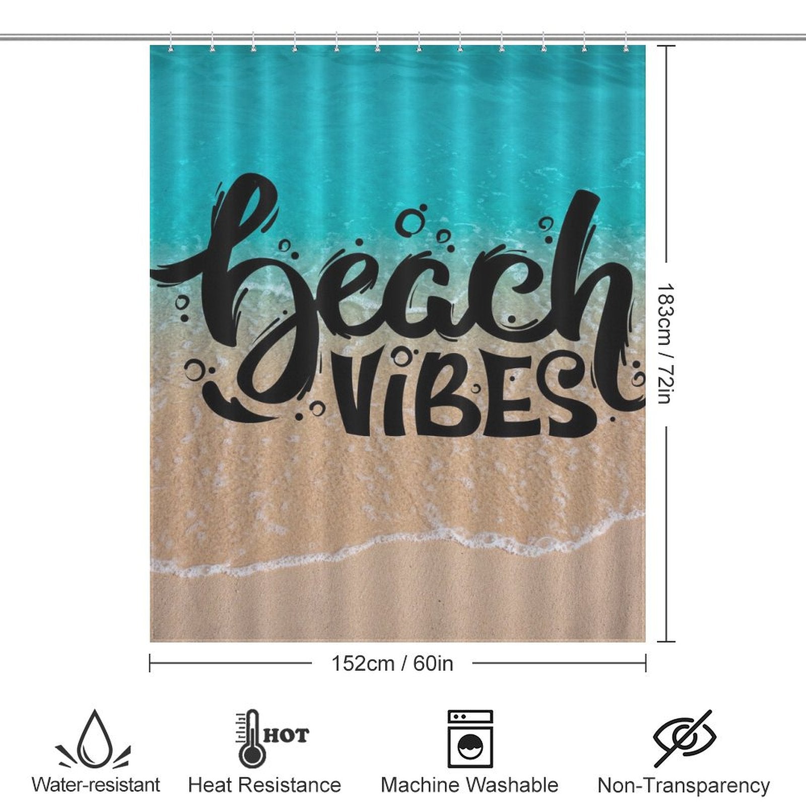 Blue Coastal Beach Shower Curtain