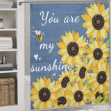 Blue Striped Sunshine Sunflower Shower Curtain