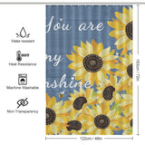 Blue Striped Sunshine Sunflower Shower Curtain