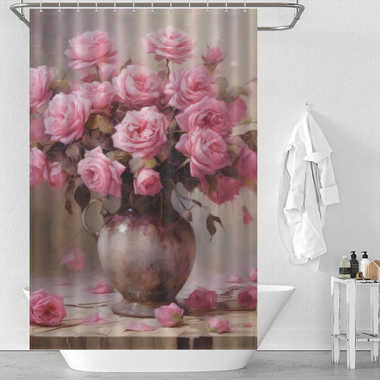 Blush Garden Pink Rose Shower Curtain