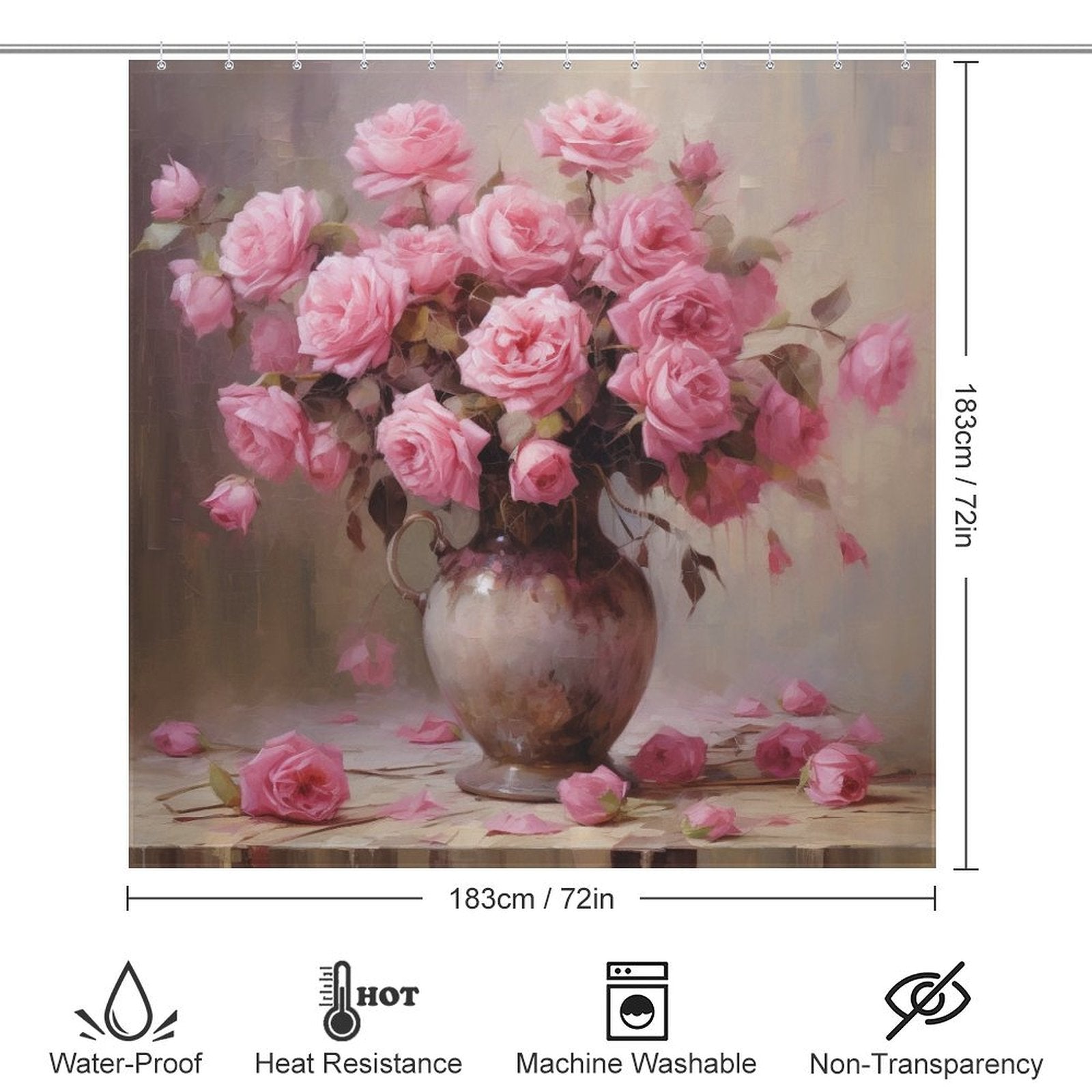 Blush Garden Pink Rose Shower Curtain