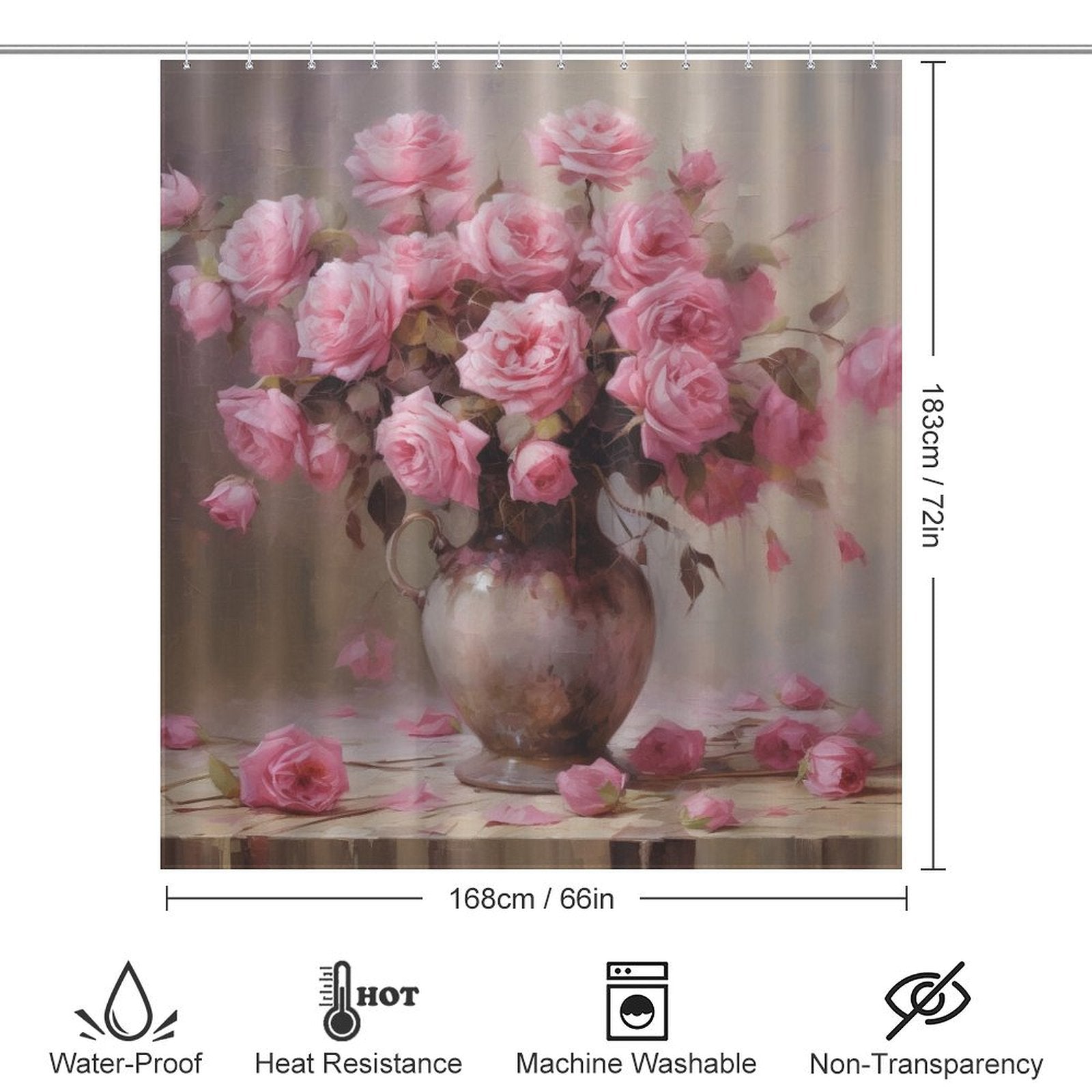 Blush Garden Pink Rose Shower Curtain