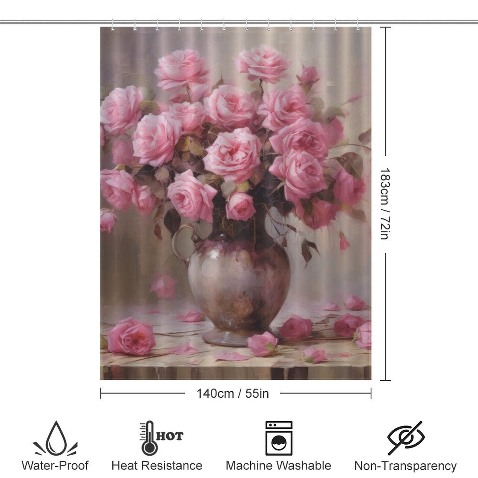 Blush Garden Pink Rose Shower Curtain