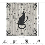 Boho Black Cat and Moon Shower Curtain