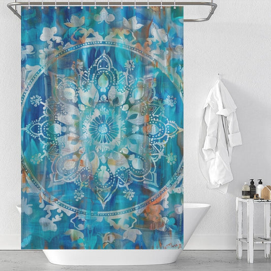 Boho Blue and Turquoise Mandala Shower curtain
