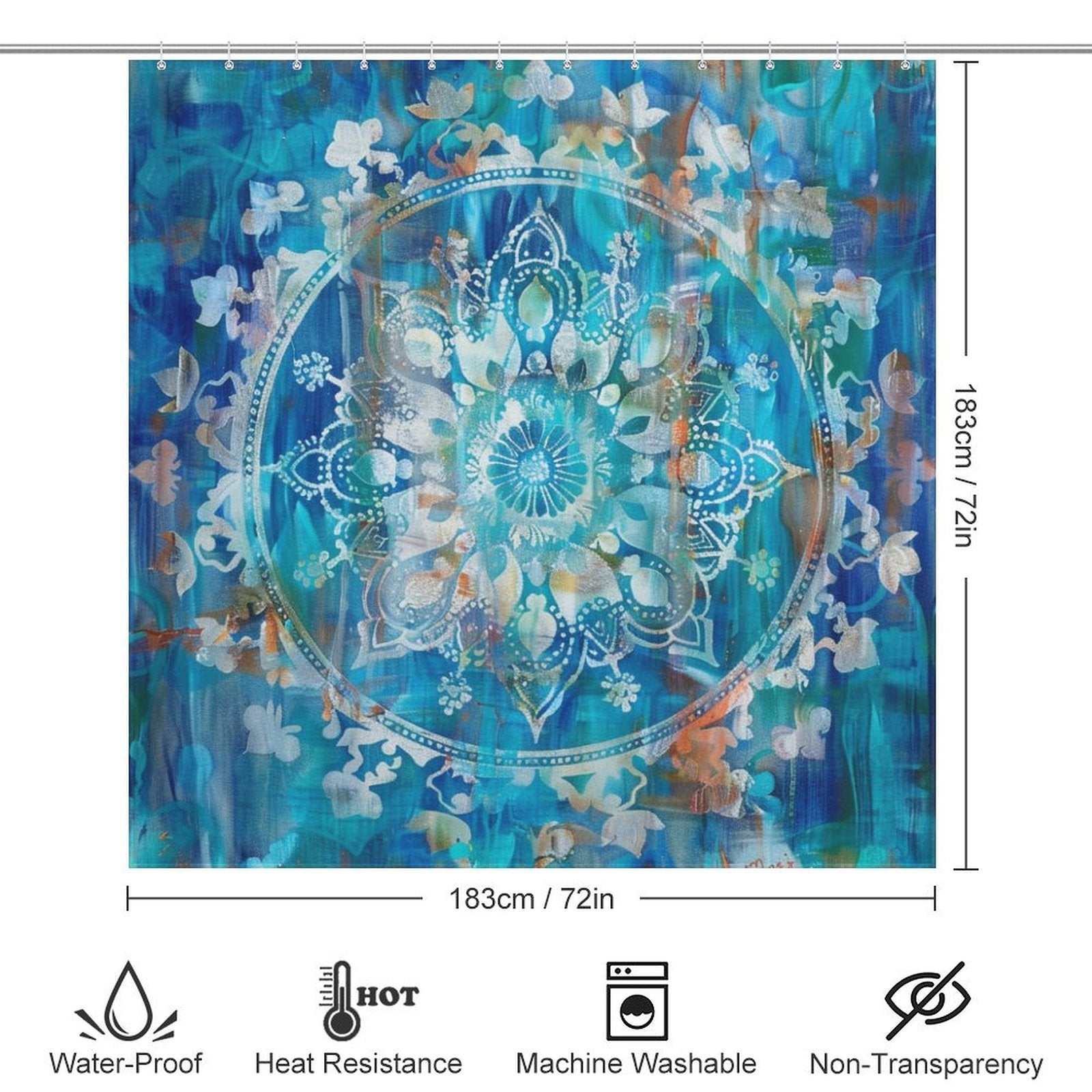 Boho Blue and Turquoise Mandala Shower curtain