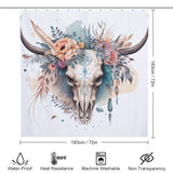 Boho Bull Skull Flower Western Shower Curtain