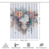 Boho Bull Skull Flower Western Shower Curtain