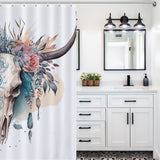 Boho Bull Skull Flower Western Shower Curtain