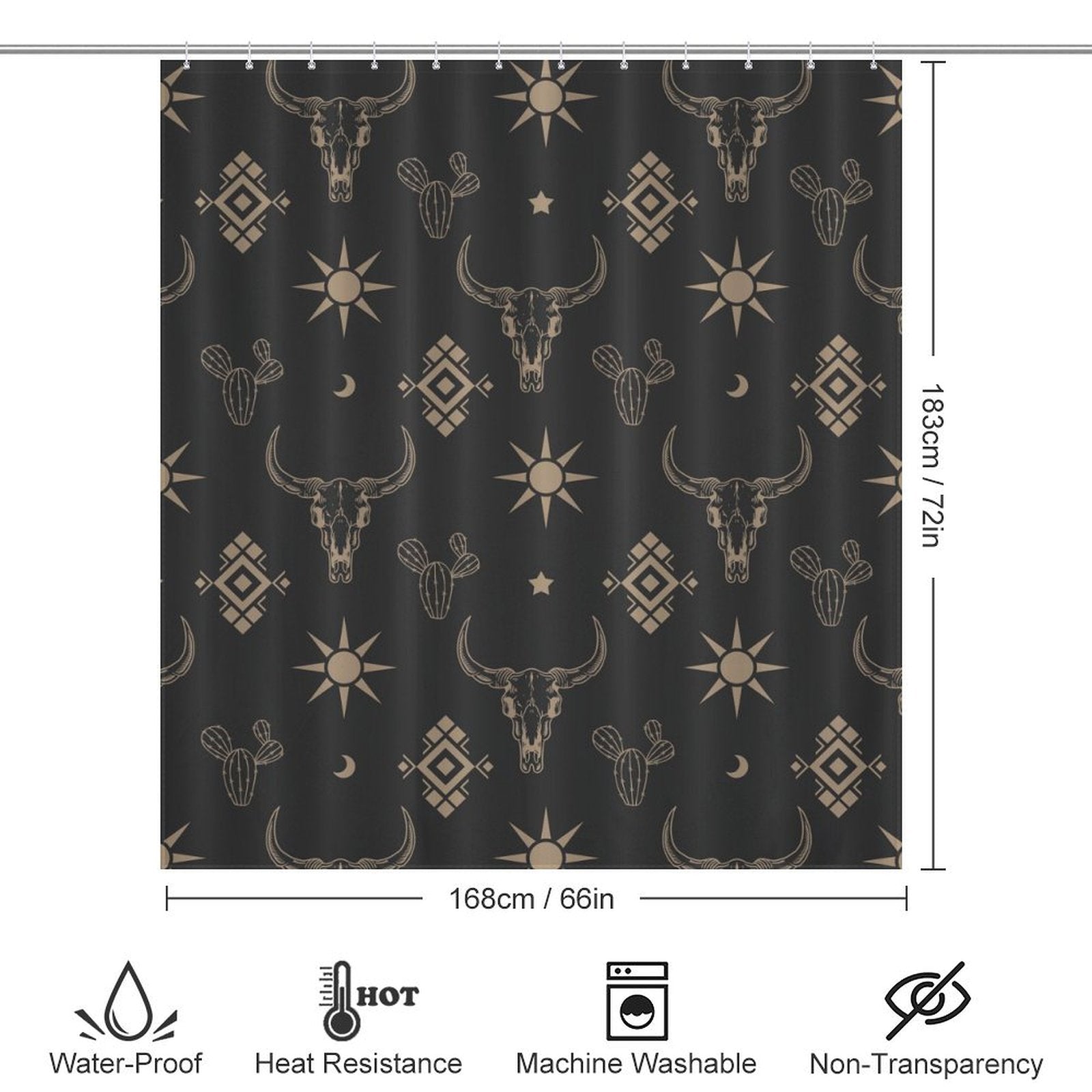 Boho Bull Skull Western Shower Curtain