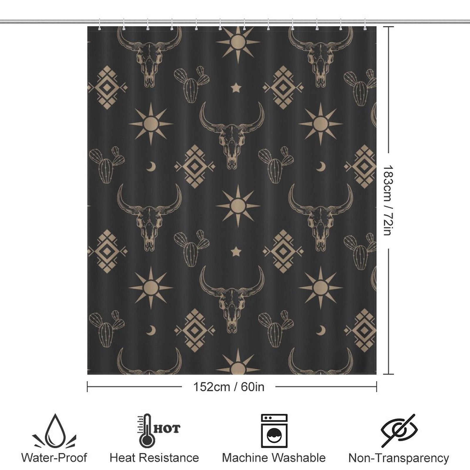 Boho Bull Skull Western Shower Curtain