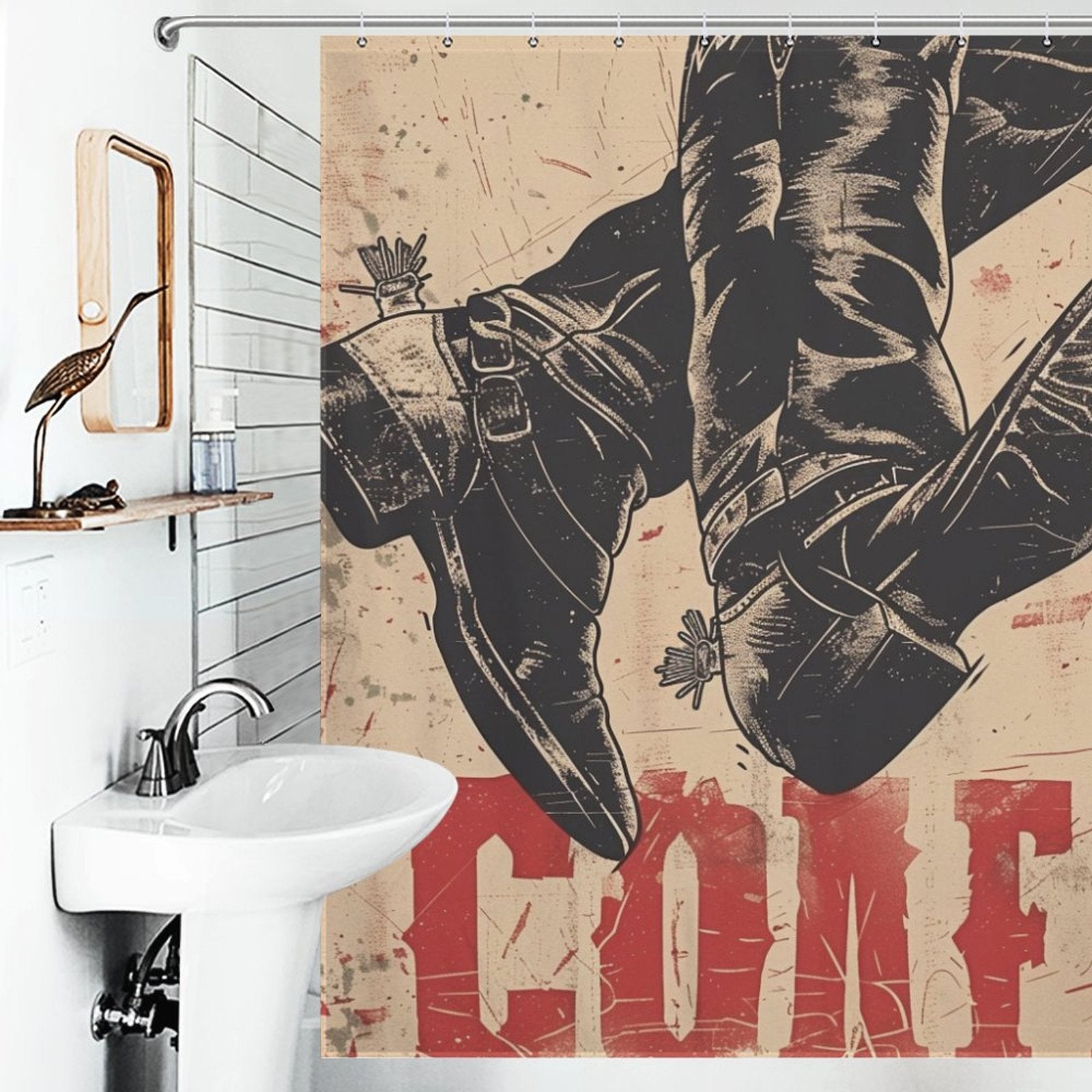Bold Typography Cowboy Shower Curtain