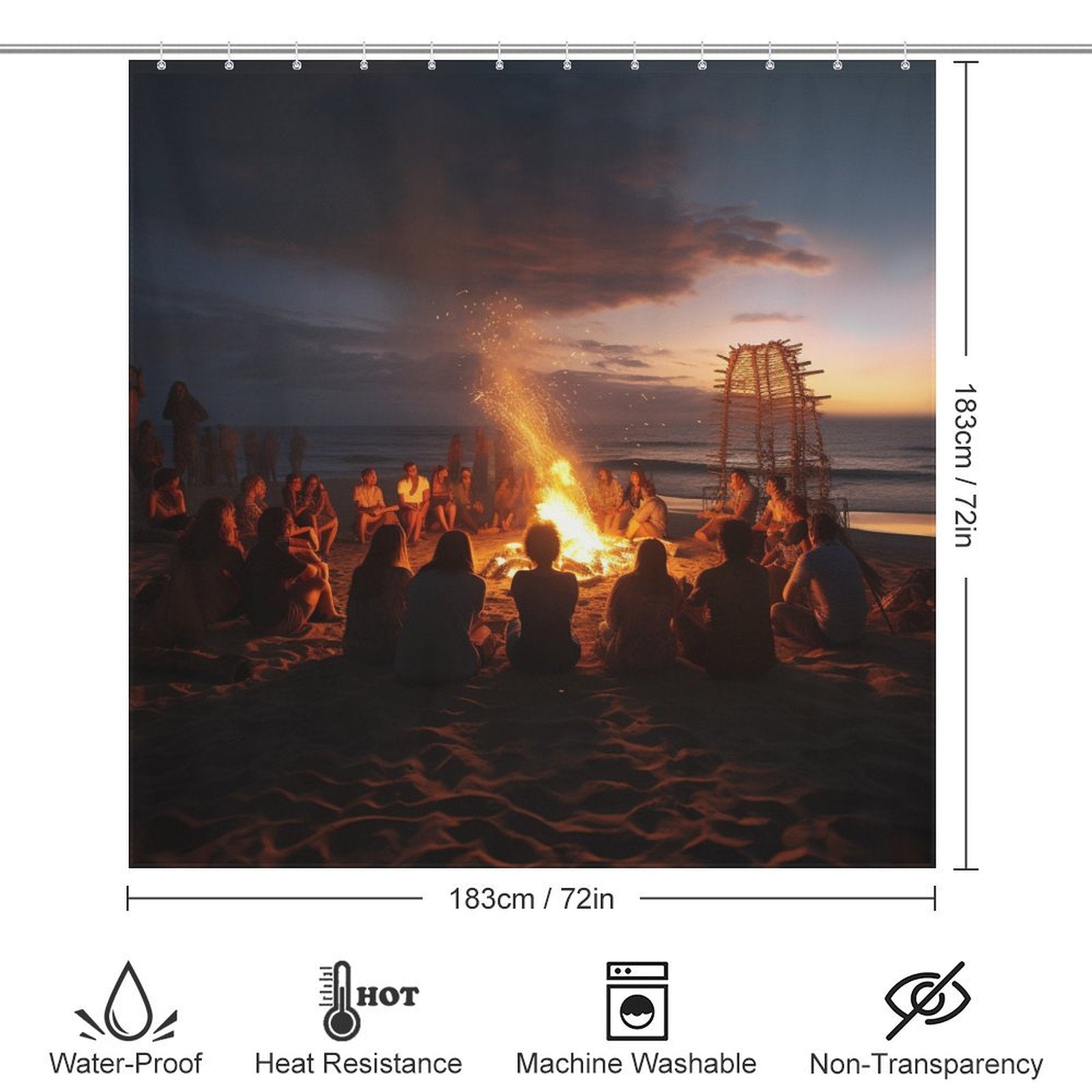 Bonfires Beach Shower Curtain Sea Breeze