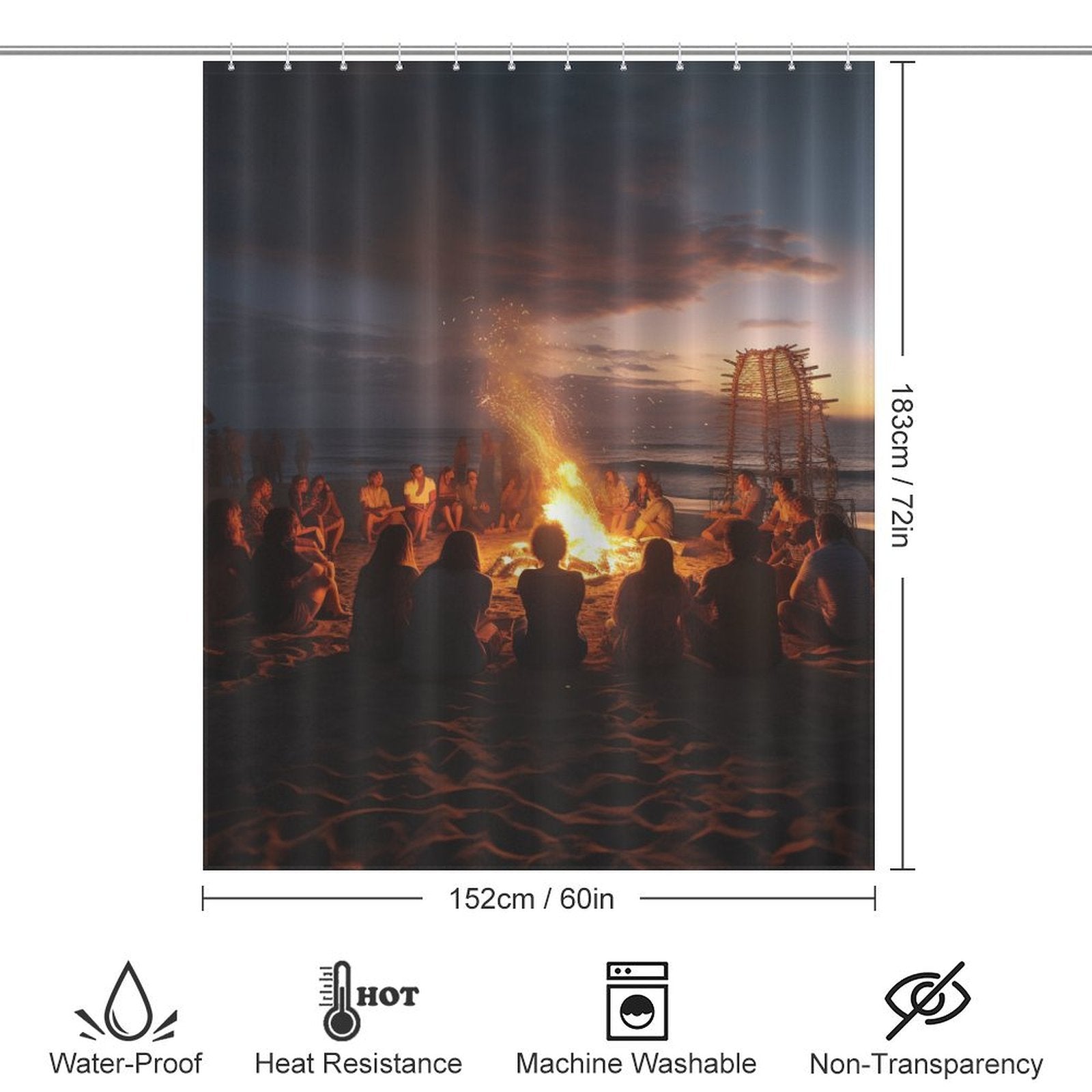 Bonfires Beach Shower Curtain Sea Breeze