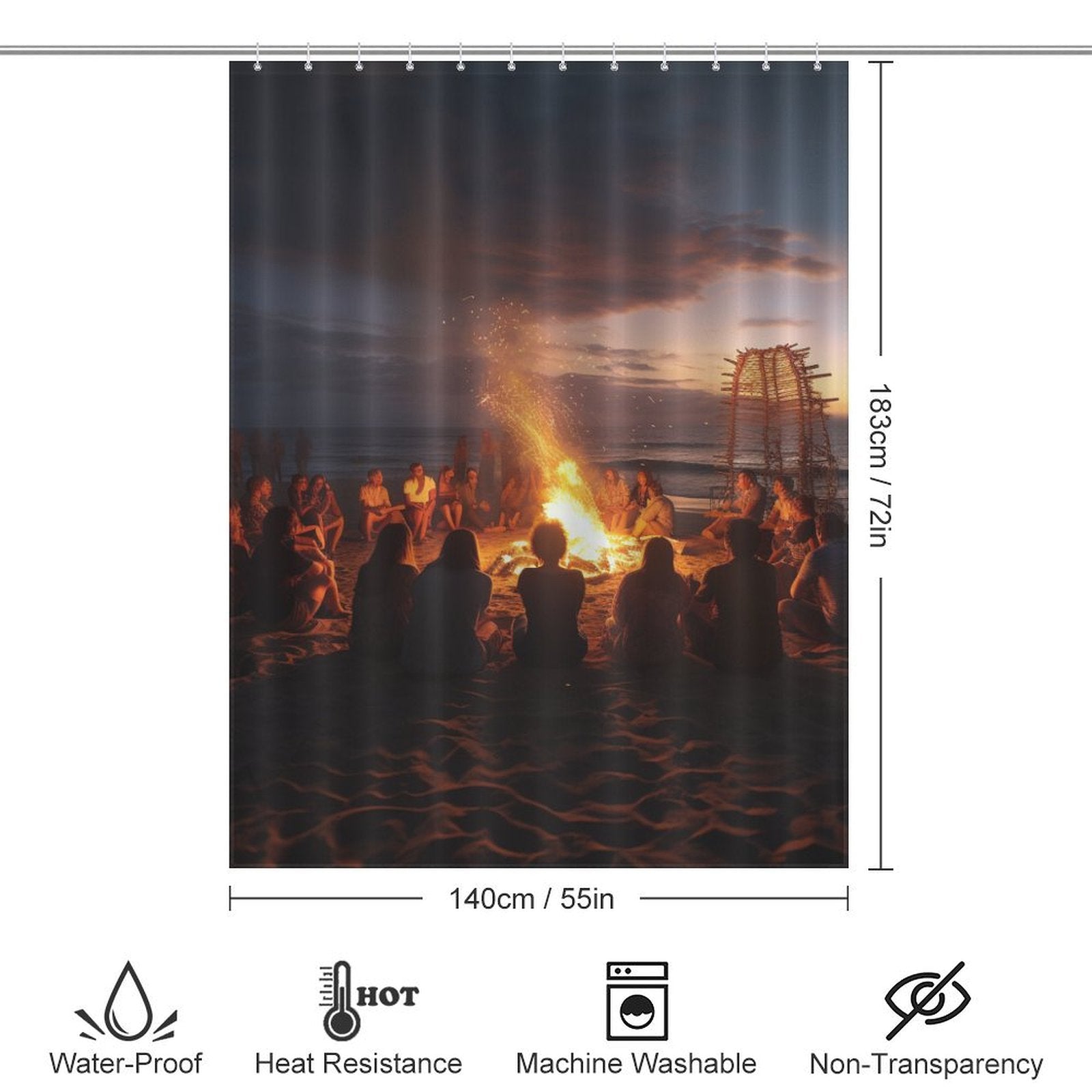 Bonfires Beach Shower Curtain Sea Breeze