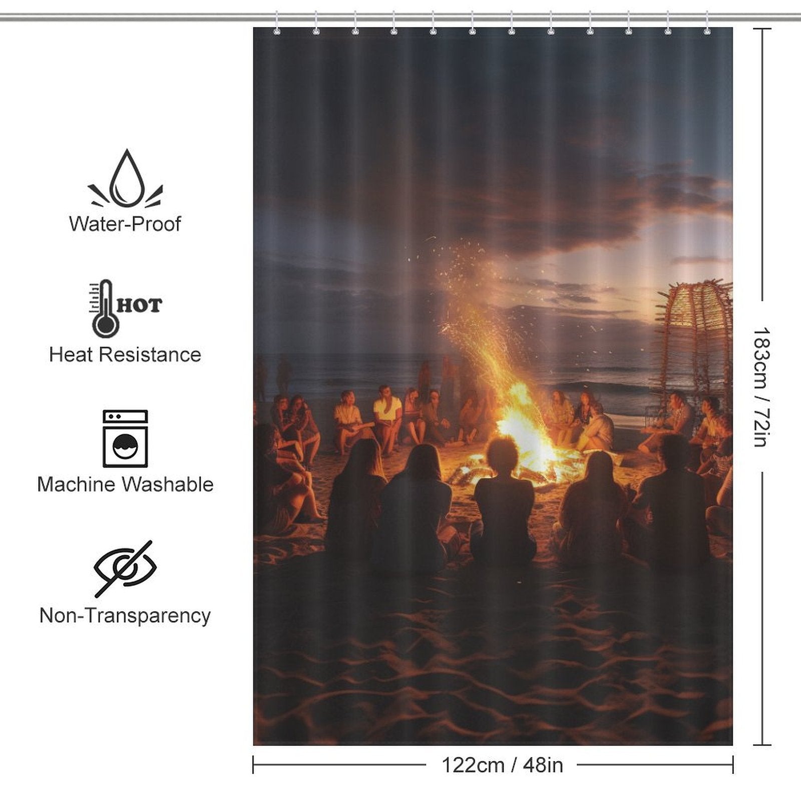 Bonfires Beach Shower Curtain Sea Breeze