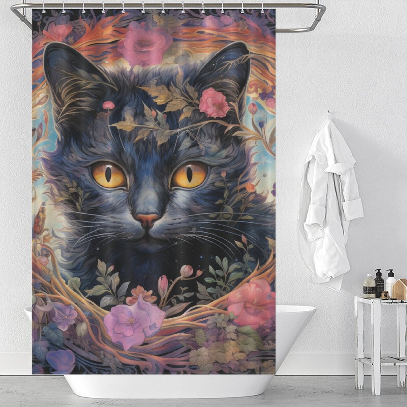 BotanicalCats Cat Shower Curtain