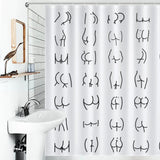 A bathroom with a Funny Butt Shower Curtain-Cottoncat by Cotton Cat that adds a touch of humor.