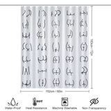 A Funny Butt Shower Curtain-Cottoncat adorned with delightful drawings, made by Cotton Cat.