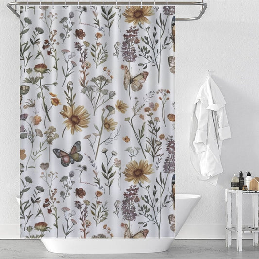 Butterfly Floral Boho Shower Curtain