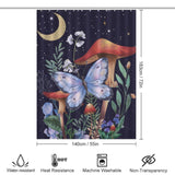 Butterfly Moon Mushroom Shower Curtain