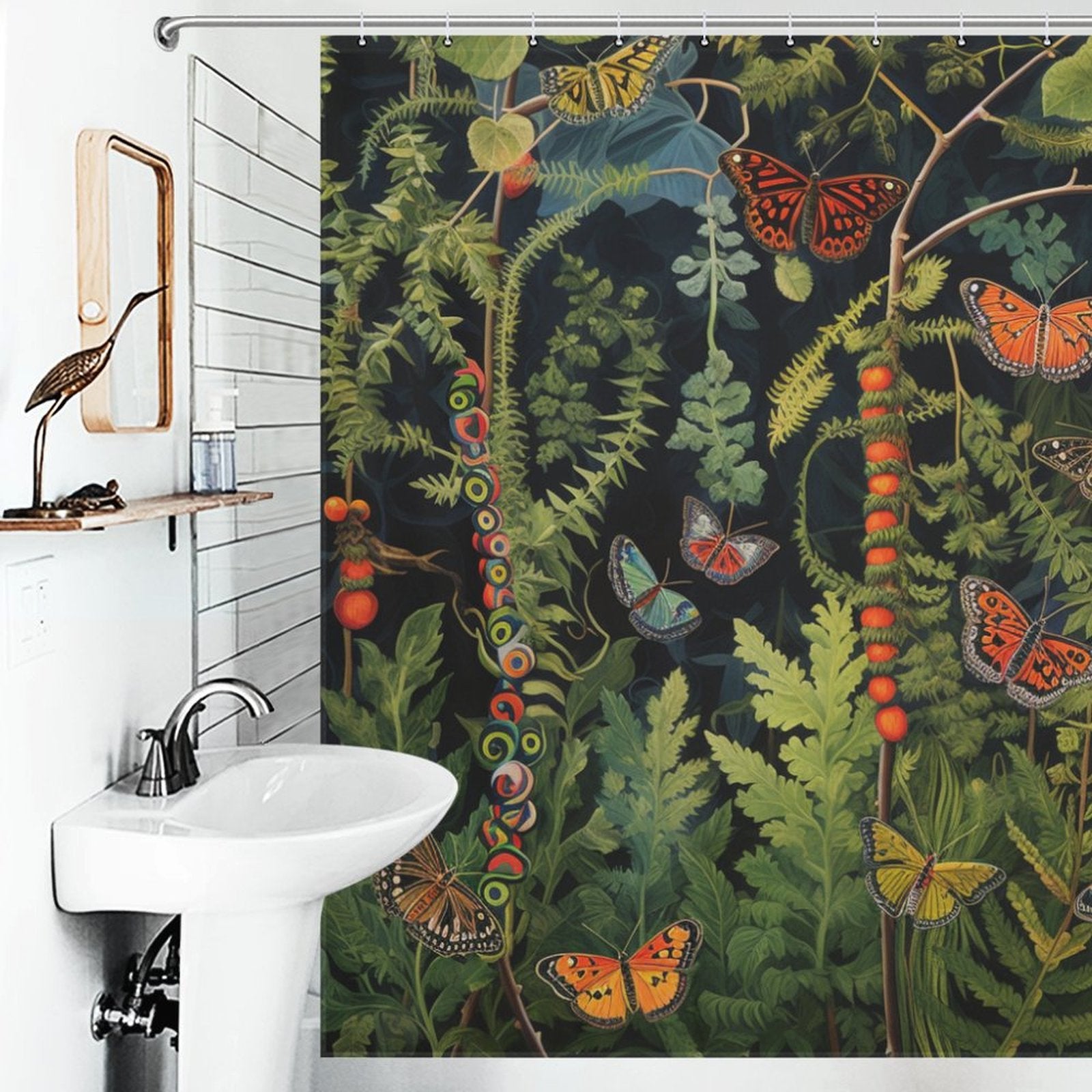 Butterfly Path Caterpillar Shower Curtain