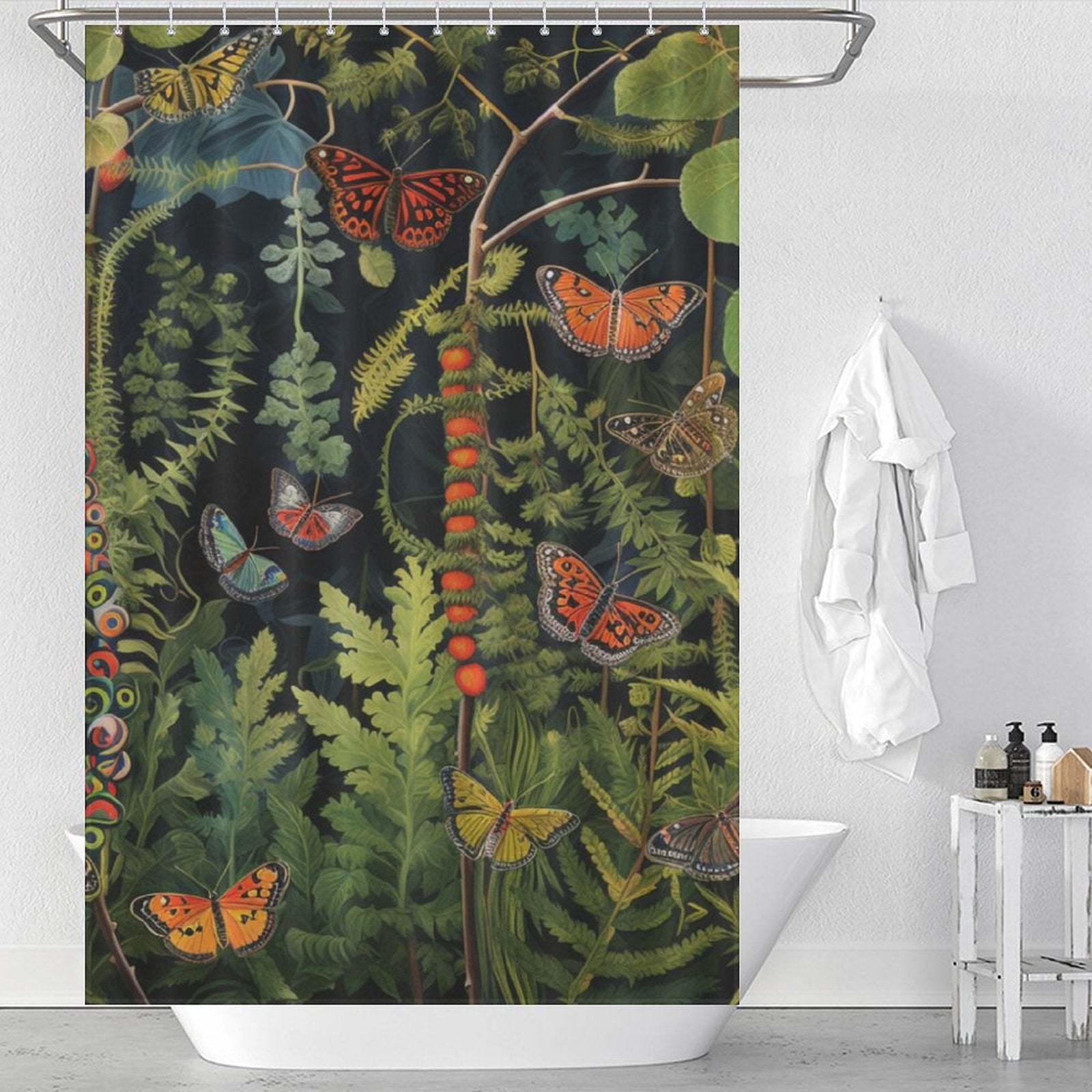 Butterfly Path Caterpillar Shower Curtain