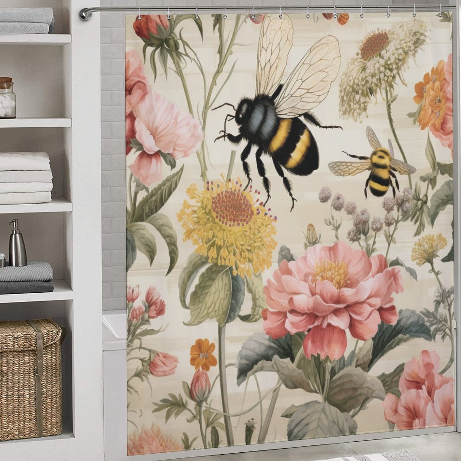 Buzzing Bumble Bee Shower Curtain