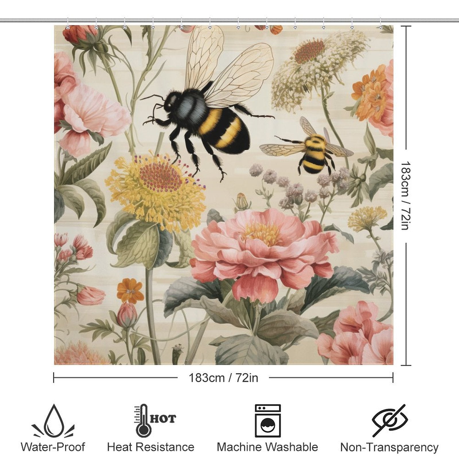 Buzzing Bumble Bee Shower Curtain