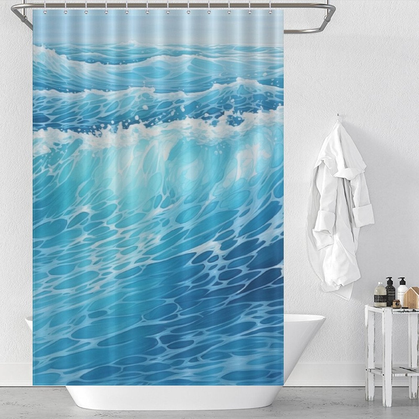 Calming Gradient Blue Ombre Shower Curtain