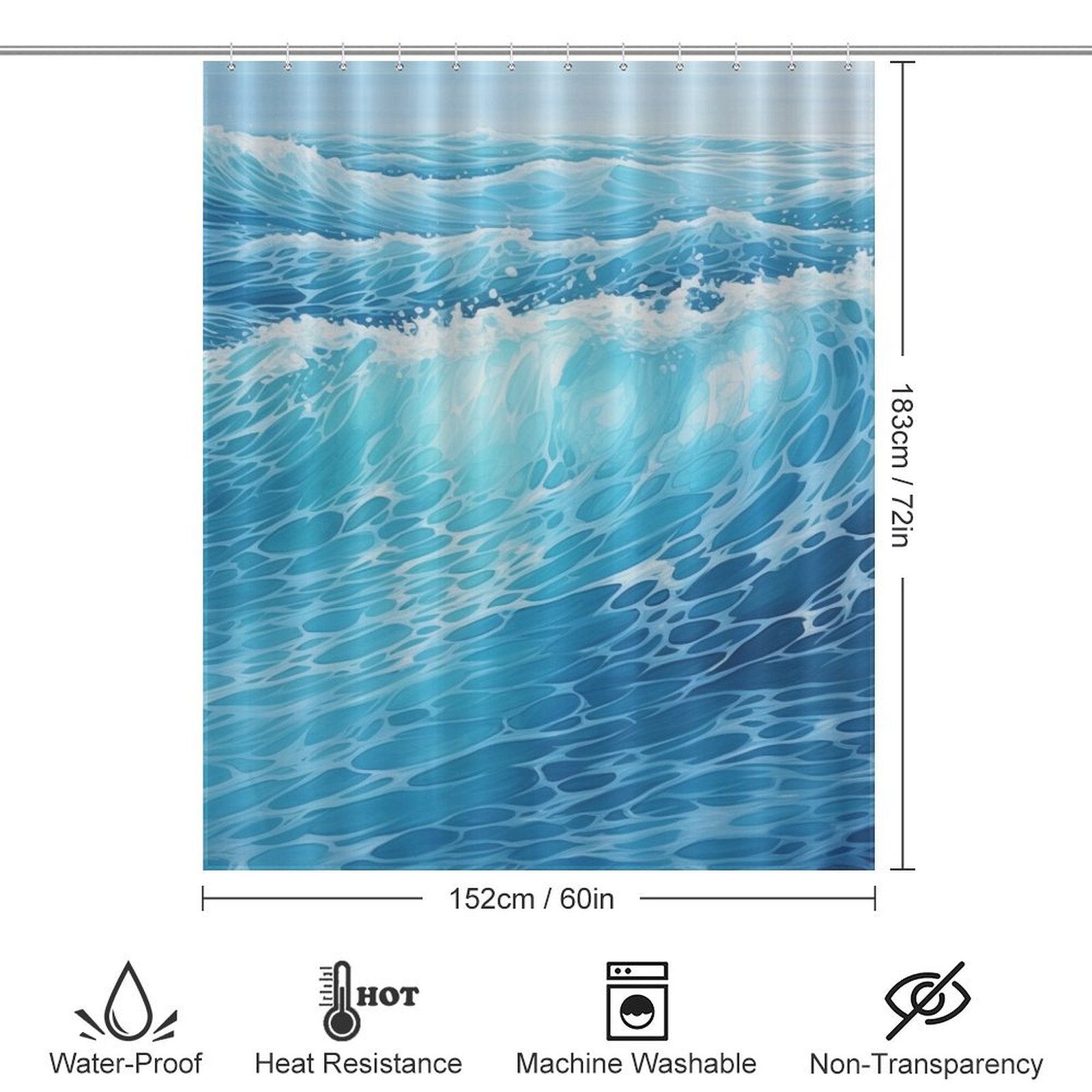 Calming Gradient Blue Ombre Shower Curtain