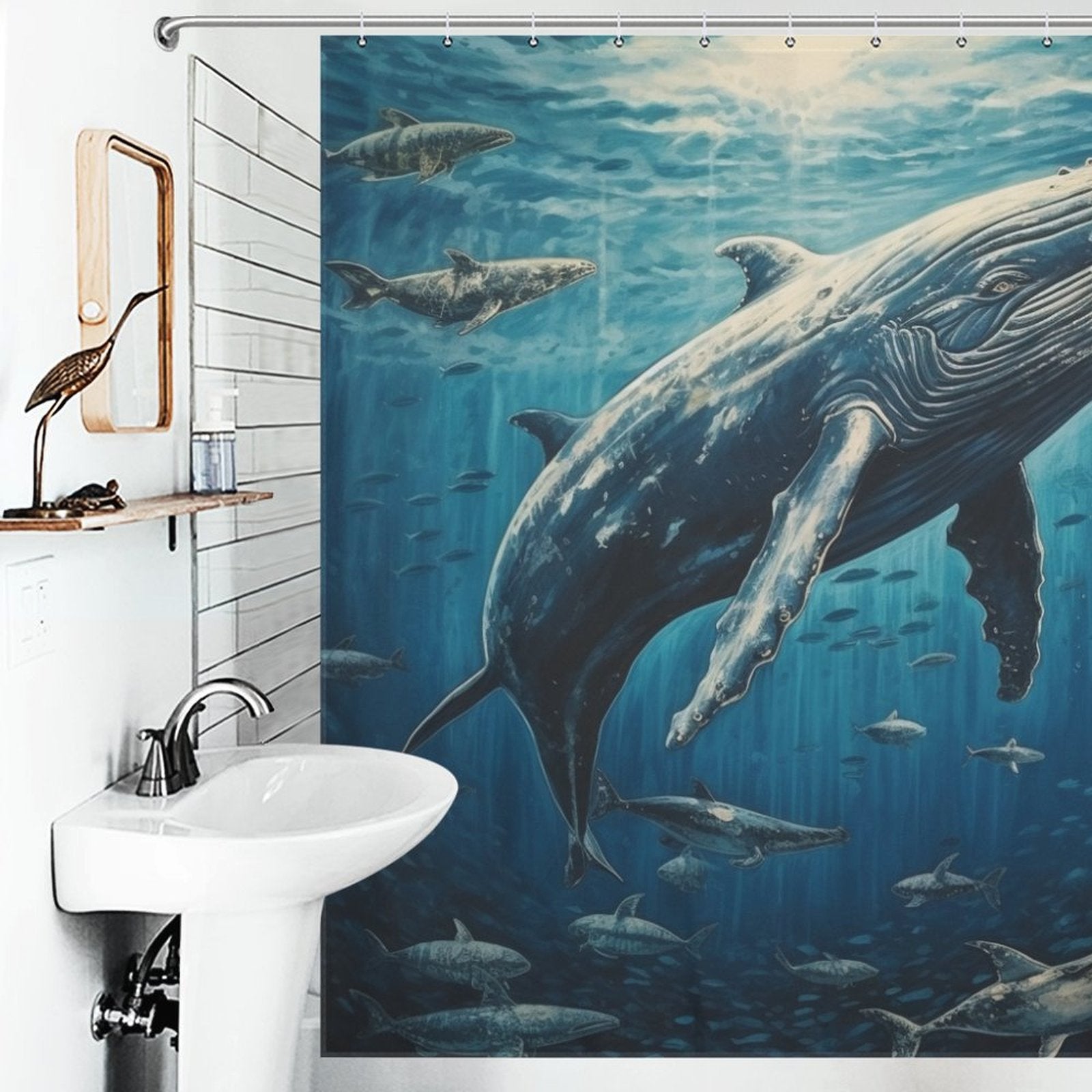 Calming Ocean Depths Whale Shower Curtain