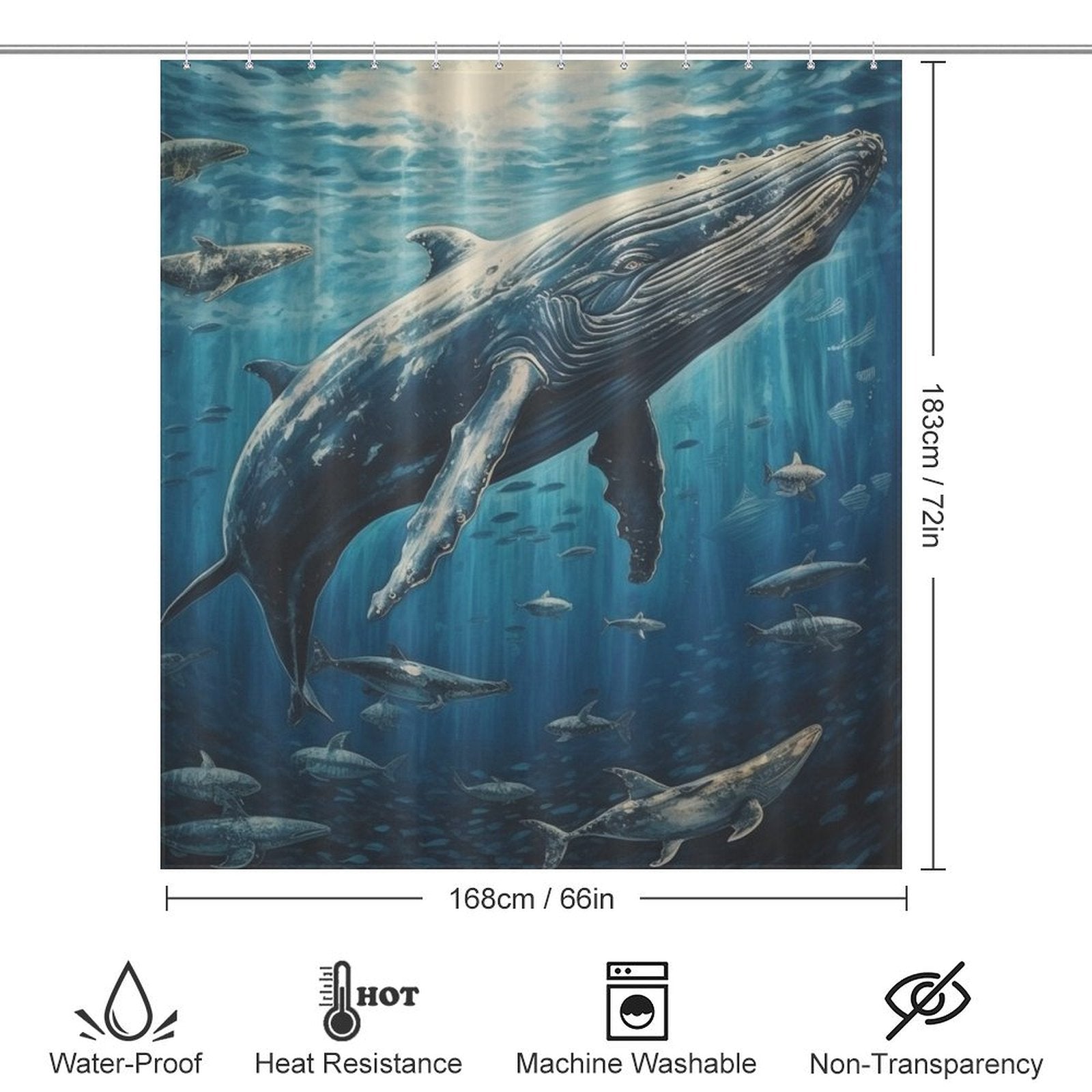 Calming Ocean Depths Whale Shower Curtain