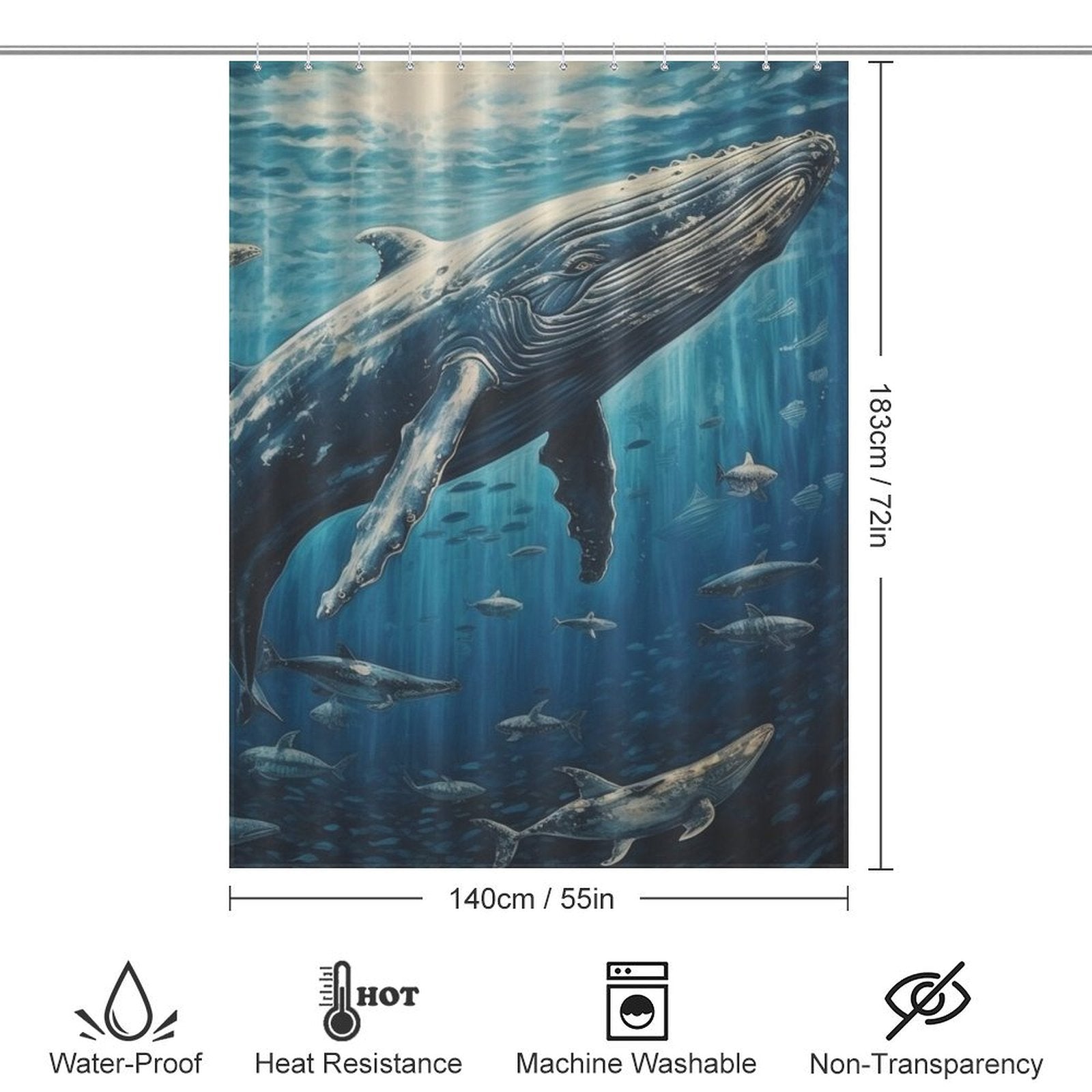 Calming Ocean Depths Whale Shower Curtain