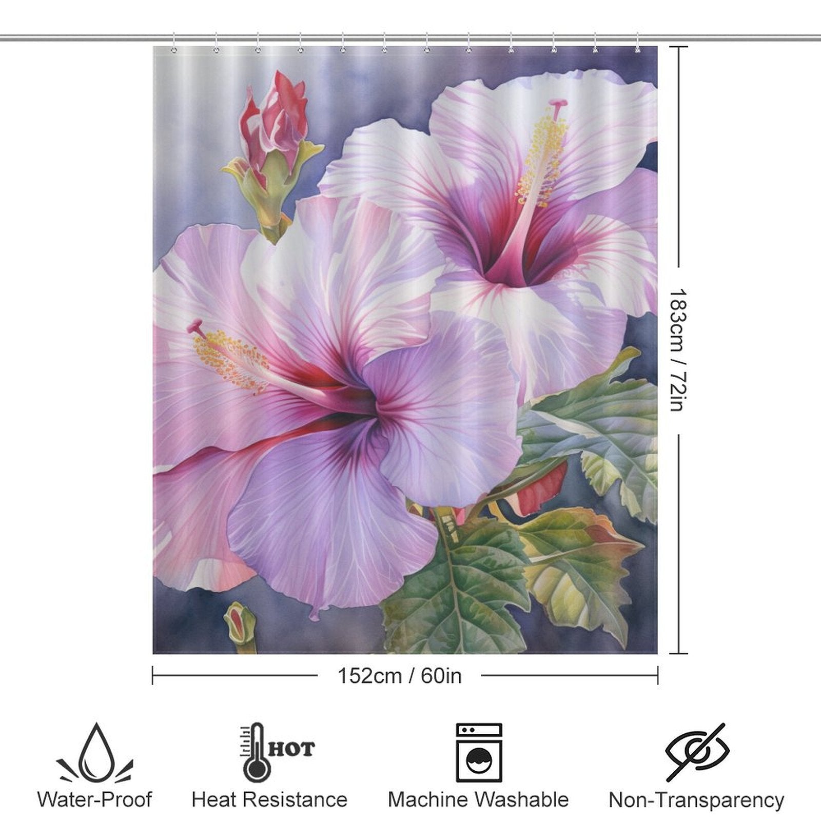 Charming Blooming Hibiscus Shower Curtain