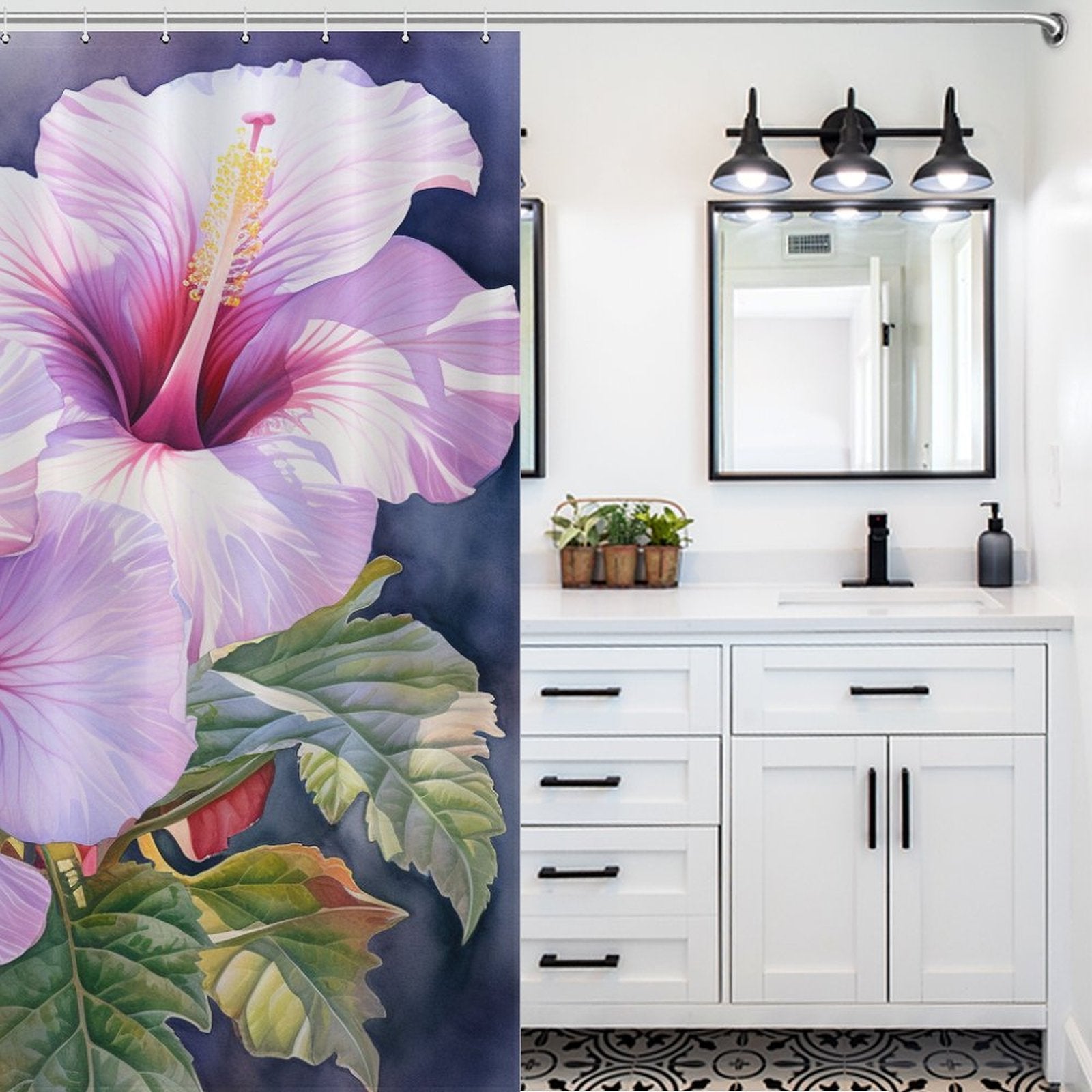 Charming Blooming Hibiscus Shower Curtain