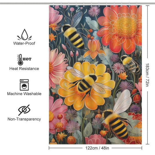 Charming Bumble Bee Shower Curtain