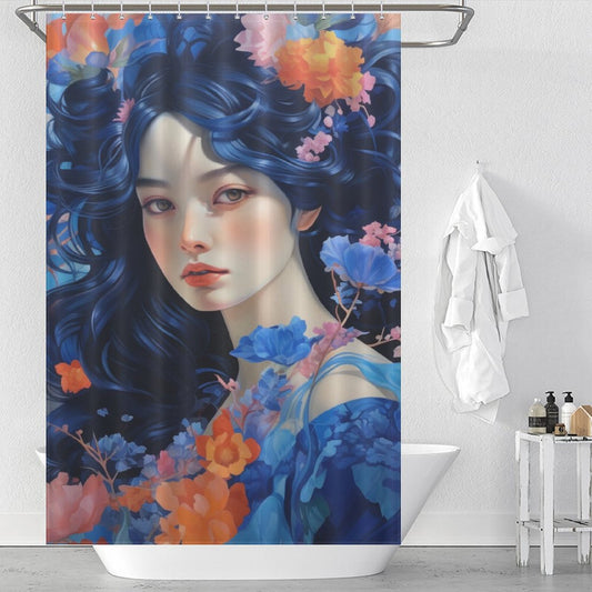 Cheerful Blue Shower Curtain