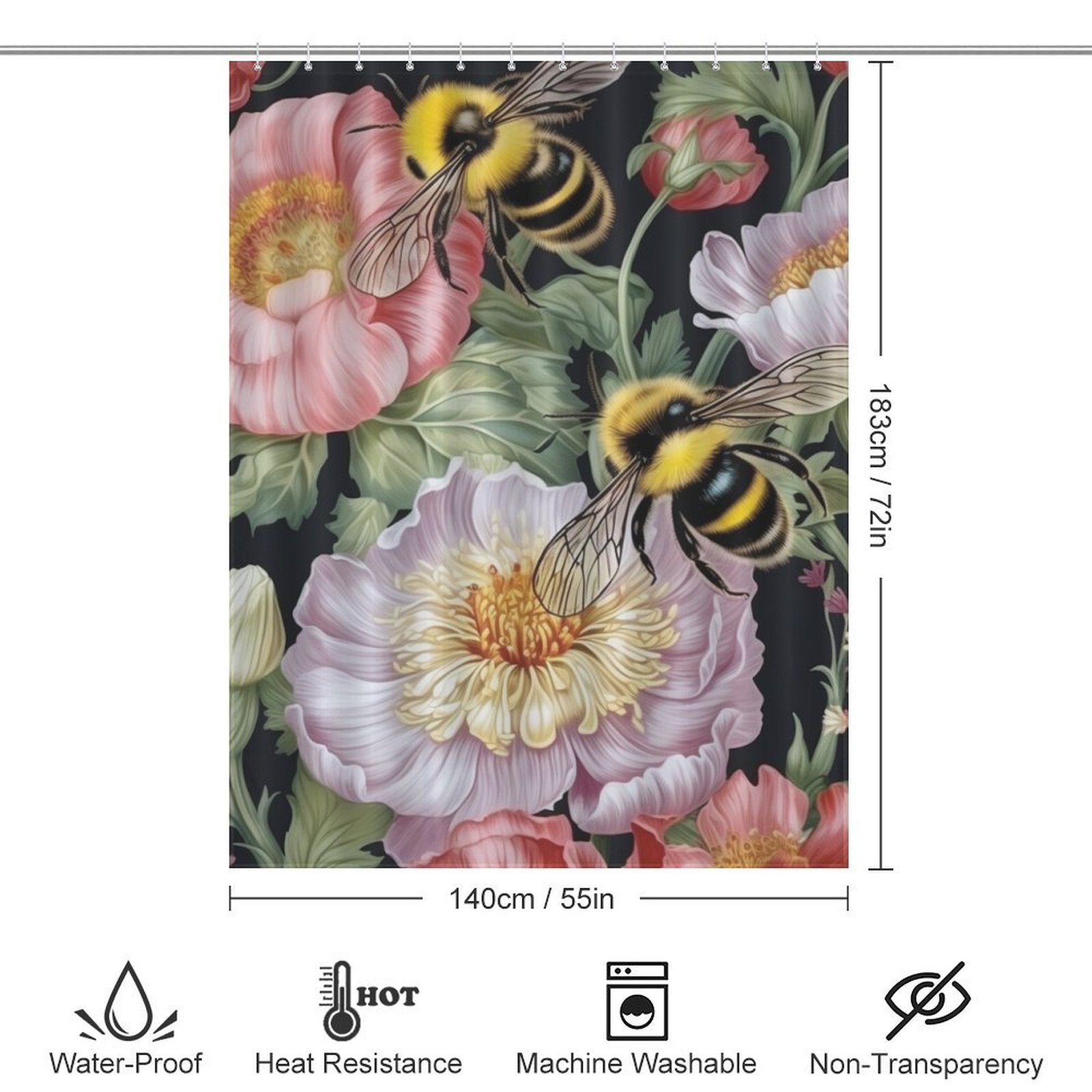 Cheerful Bumble Bee Shower Curtain