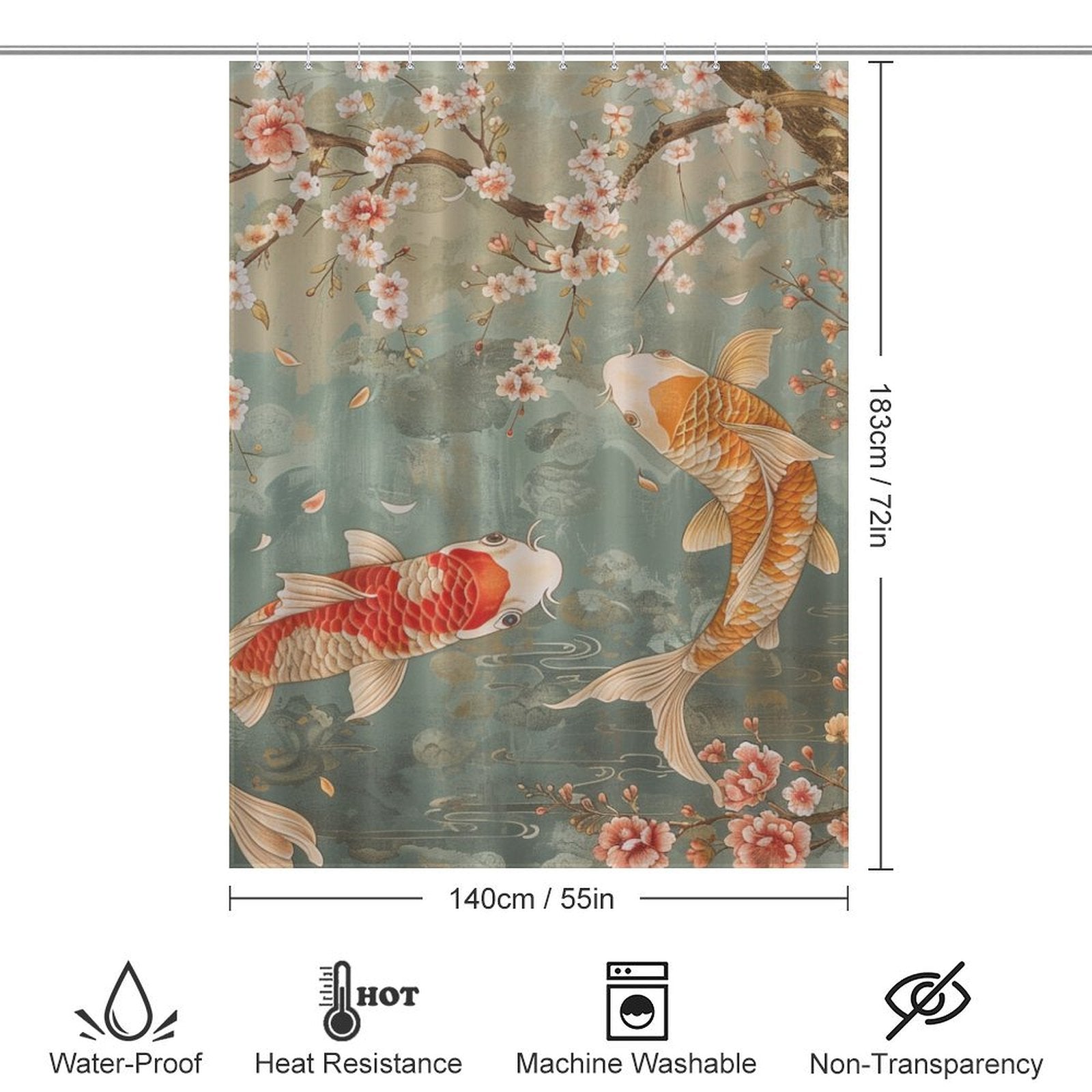 Cherry Blossoms Oriental Shower Curtain