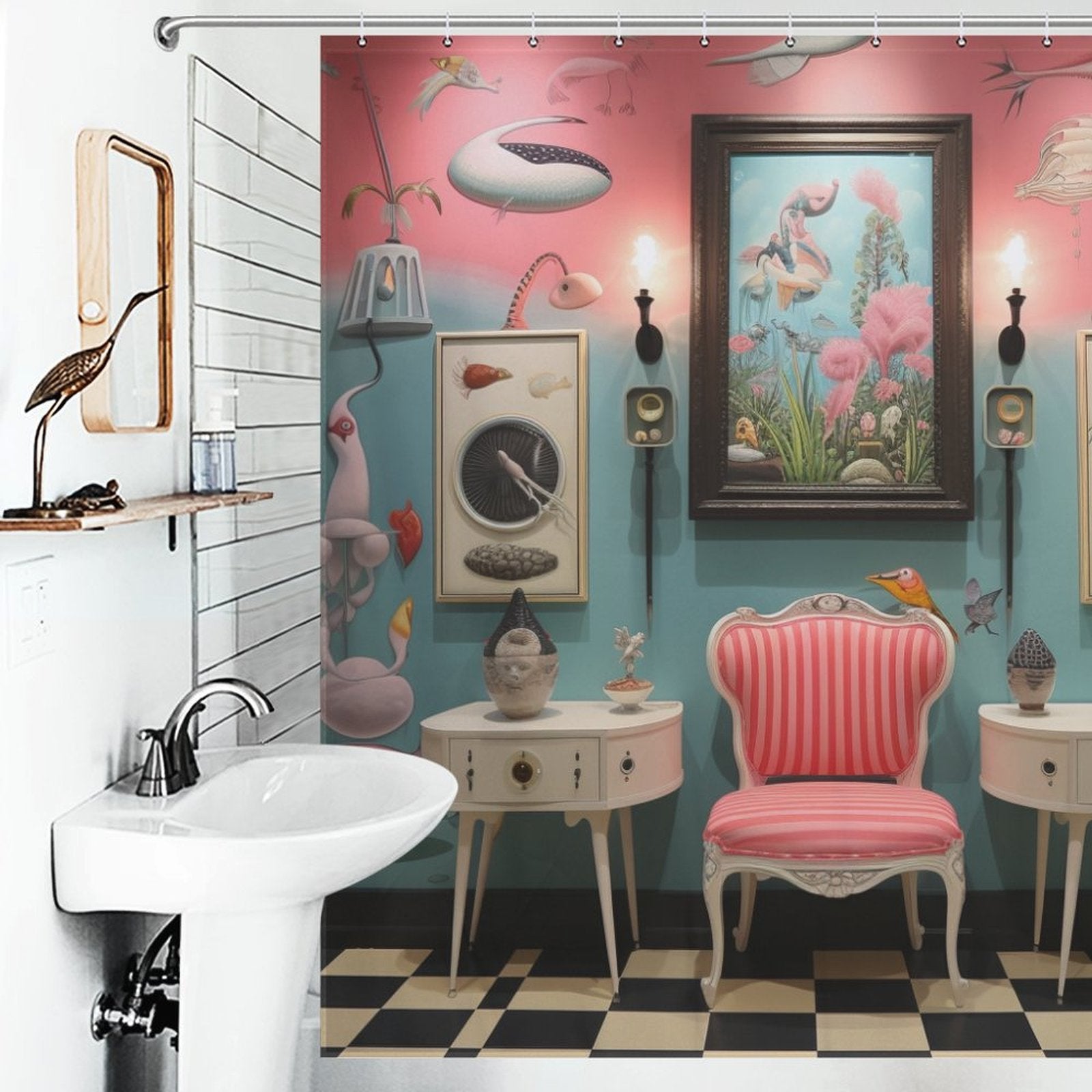 Chic Black & Pink Bathroom Decor