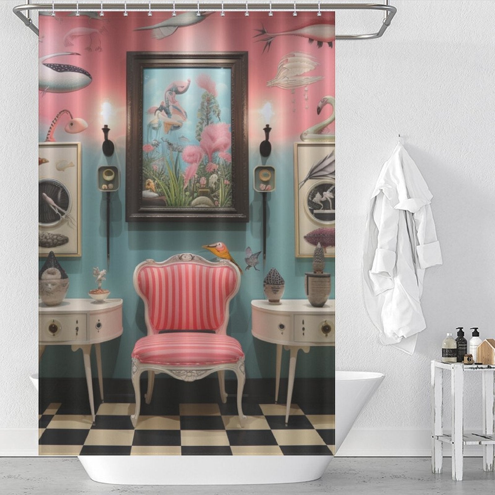 Chic Black & Pink Bathroom Decor