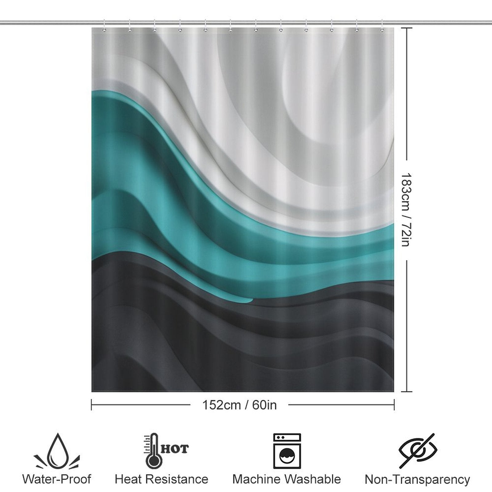 Chic Black White and Turquoise Shower Curtain