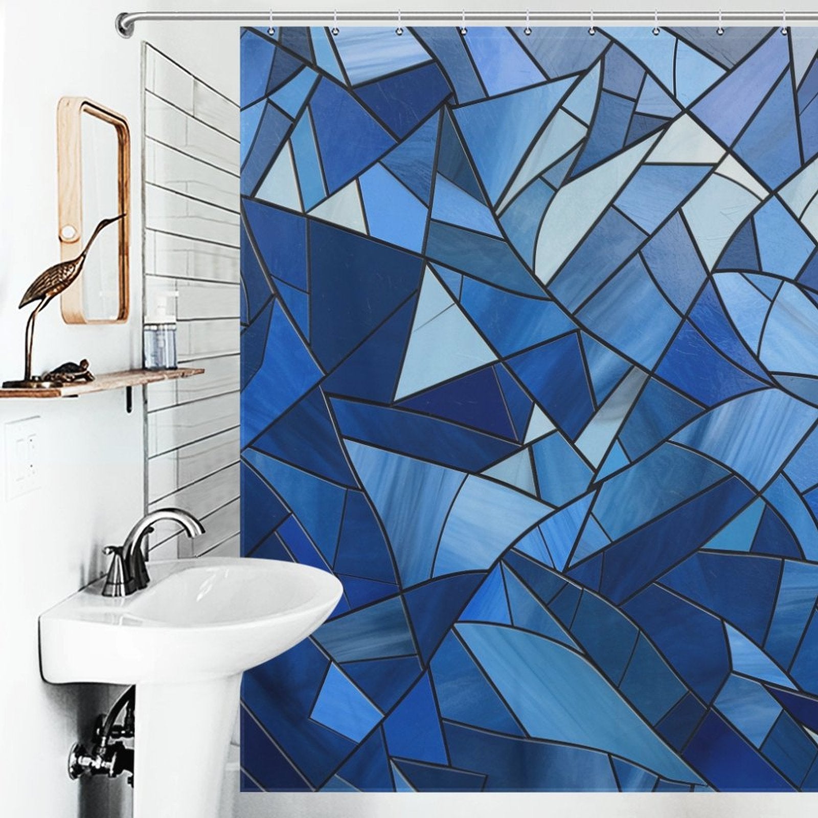 Chic Blue Geometric Shower Curtain