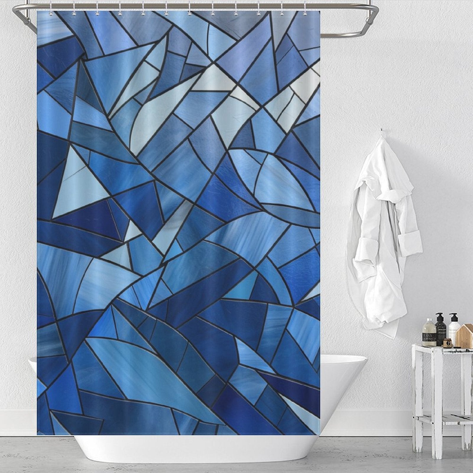 Chic Blue Geometric Shower Curtain